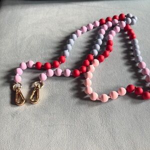 Colorful Beaded Bag Strap with Gold Clasps